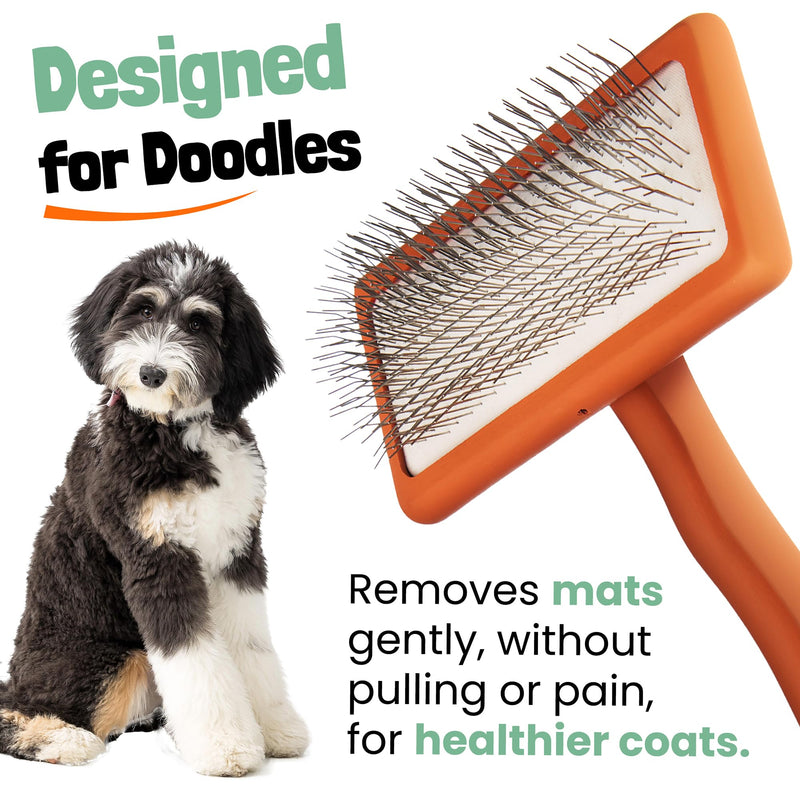 Doodle Brush for Dogs - Goldendoodle Brush with Poodle Comb and Cases Included - Goldendoodle Must Haves Grooming Tools - Designed for Doodles, Labradoodles, Bernedoodles - Medium - Orange - PawsPlanet Australia
