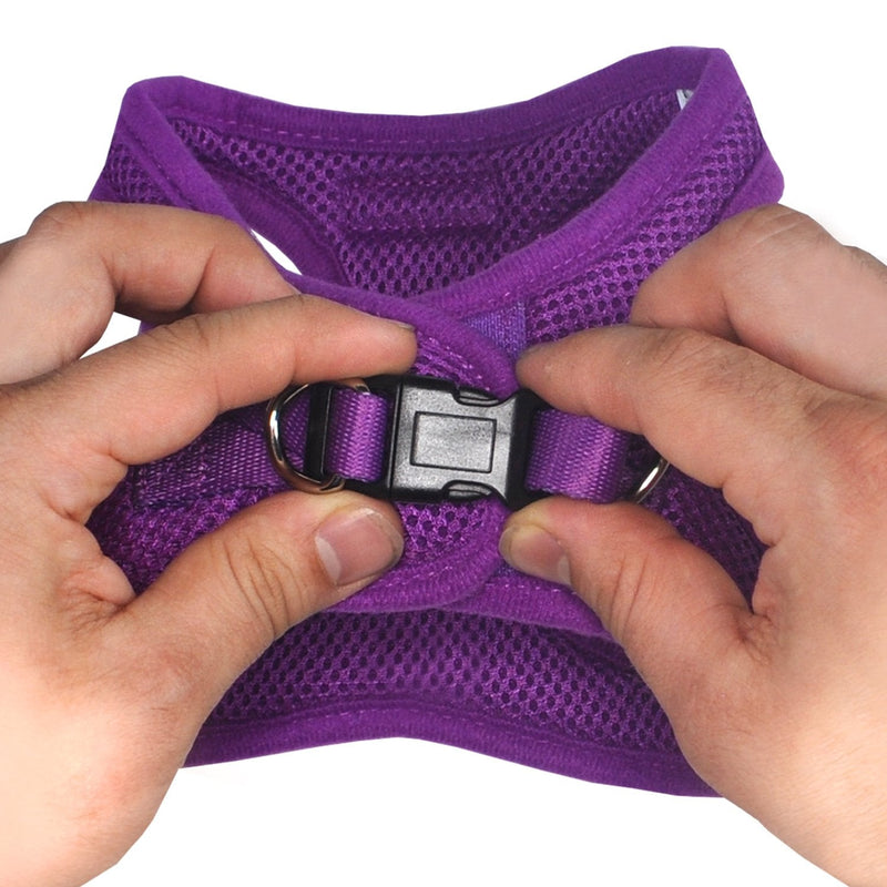 Downtown Pet Supply - Dog Harness for Small, Medium and Large Dogs No-Pull - Step in Dog Harness - Padded Mesh Fabric Dog Vest with Reflective Trim, Velcro and Buckle Straps Pink - PawsPlanet Australia