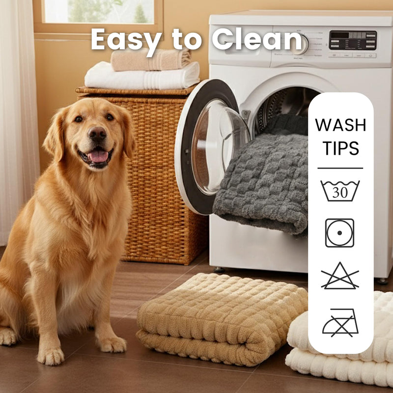 Pet Couch Cover Dogs Washable, Cozy Sofa Cover Protector, Non Slip Dog Bed Mat Covers for 3 Cushion Couches Sofas Pet Friendly, Cream White Plaid, 27.6"×82.7" 27.6"×82.7" - PawsPlanet Australia