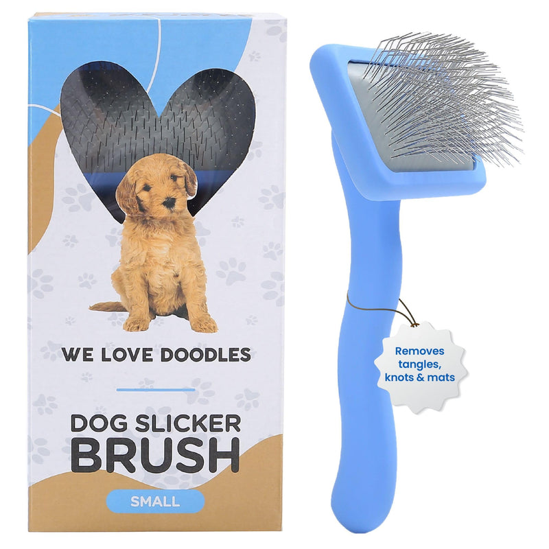 We Love Doodles Dog Slicker Brush and Dog Bath Brush | Grooming Brush | Detangler for Matted Hair | Removes Tangles & Matts | Shower Scrubbing & Soothing Massage | Ideal for Long & Short Haired Pets