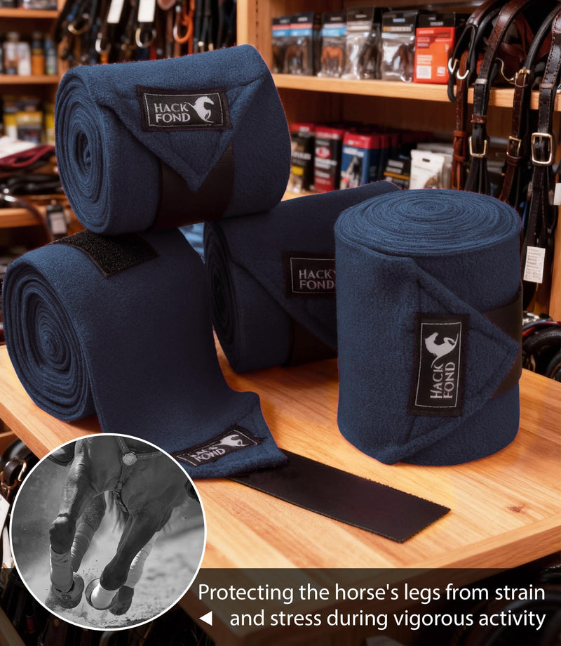 Fleece Horse Polo Leg Wraps Set of 4, 10' Horse Leg Bandages Stable Supplies Equestrian Boots Aegean Blue 10' - PawsPlanet Australia