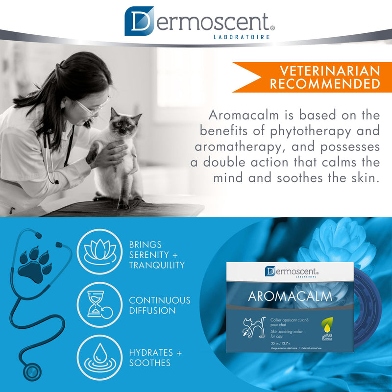 Dermoscent Aromacalm Stress Relief Collar for Cats | Soothes Skin, Calms Naturally | Aromatherapy Infused, Hemp Seed Oil Formula