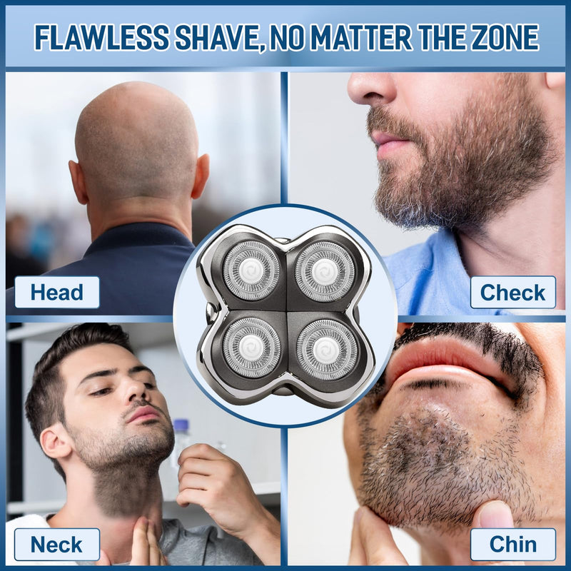 2 Pack Pro 4 Replacement Blades Compatible with Skull & Pitbulls Shaver Head Gold PRO, Silver PRO, Platinum PRO, Butterfly Kiss PRO | Floating 4 Heads Electric Razor Refills + 1 Cleaning Brush 12 - PawsPlanet Australia
