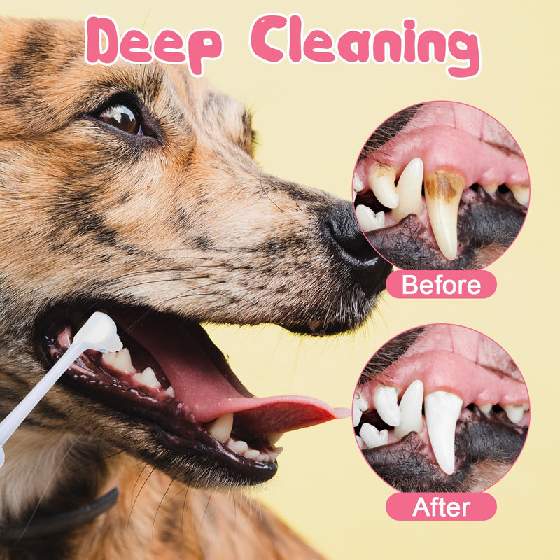 3-Sided Dog Toothbrush, 2 Pack Puppy Toothbrushes, Ultra Soft Dog Teeth Cleaning kit, Pet Dental Oral Care, Dogs Toothbrush Kit for Small and Medium Dogs (Pink, Blue) - PawsPlanet Australia