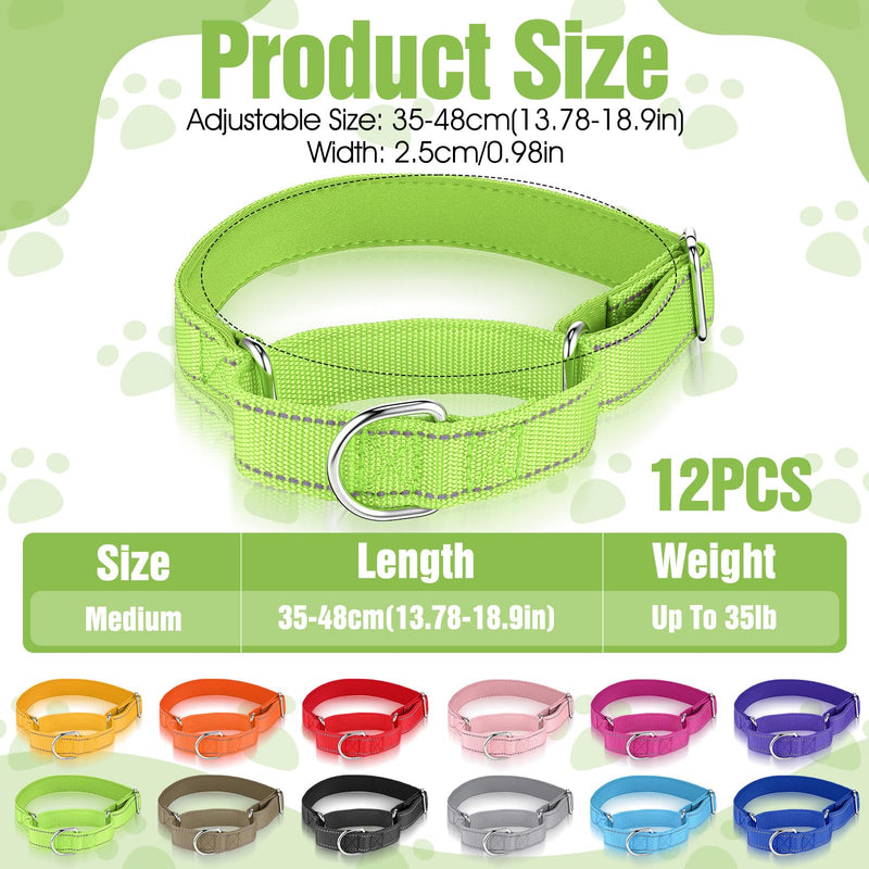 12 Pcs Martingale Collar for Dogs, Martingale Dog Collars Reflective Dog Collars for Medium Dogs (12 Colors) - PawsPlanet Australia