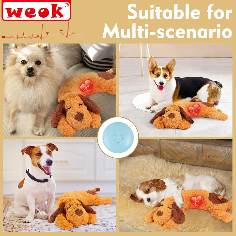 Heartbeat Puppy Toy - Comfort Cuddler Pillow, Dog Anxiety Relief Calming Aid,Heartbeat Stuffed Toy for Dogs,Puppy Heartbeat Toy Sleep Aid,Dog Heartbeat Toy for Pet brown1 - PawsPlanet Australia