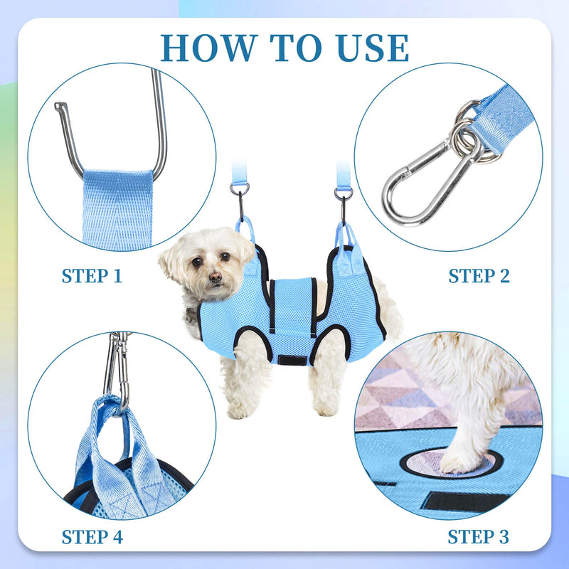 PatiencET Dog Grooming Hammock for Nail Trimming Pet Hammock for Small Dogs with Security Strap Cat Sling for Nail Clipping with Clippers Nail File and Pet Comb (Cerulean S) Cerulean - PawsPlanet Australia