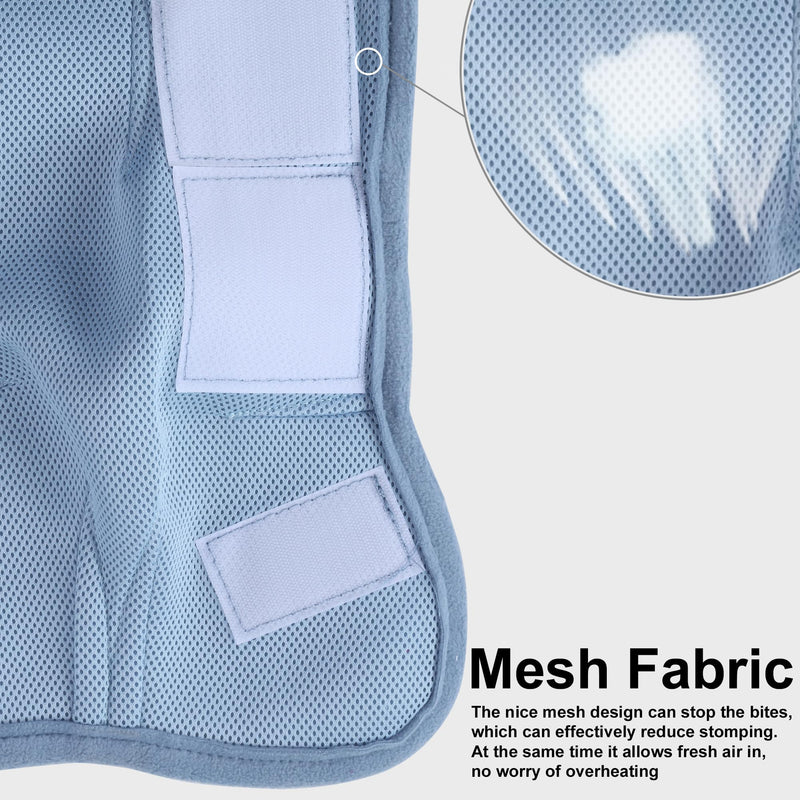 Adjustable Horse Fly Boots Set of 4, Equine Leg Protection Reduce Stomping, Breathable Mesh Fly Boots for Horses, Horse Leggings Leg Guards Light Blue 01 Pony