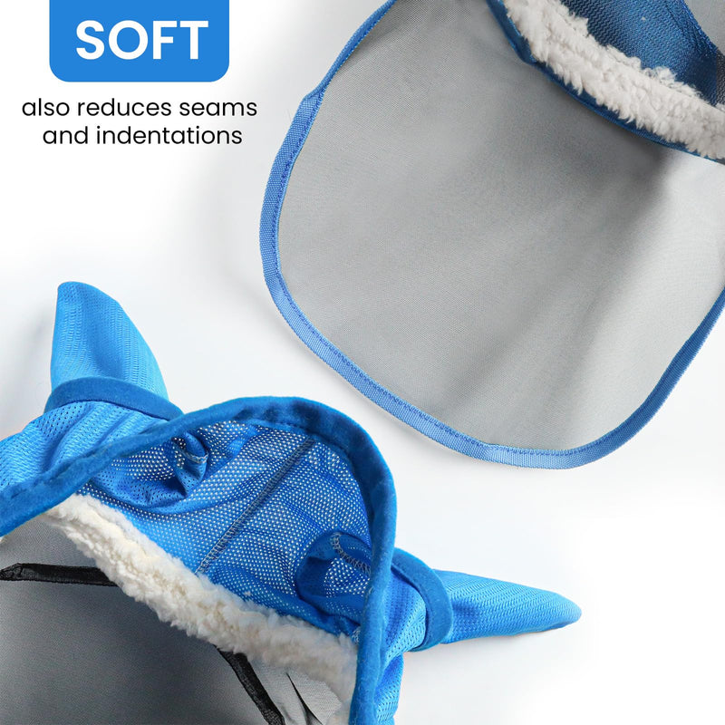 Fly Masks for Horses with Ears and Nose Cover Large Eye Space, Adjustable Horse Fly Mask for Daily UV Protection Breathable Comfort Fit Riding & Competition(Blue, L) Sky Blue