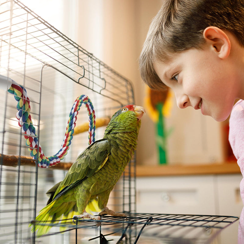 Bird Rope Perches for Parrots, Cockatiels, Parakeets, Budgie Cages Comfy Birds Colorful Rope Toy (31.5inch Metal nut) 31.5inch metal nut - PawsPlanet Australia