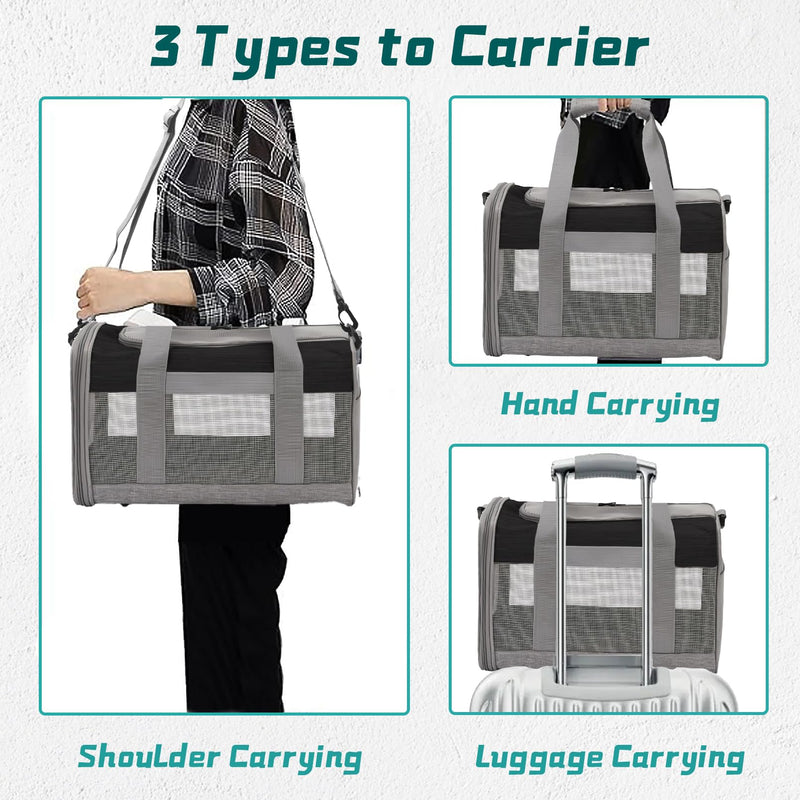 PINVNBY Bunny Carrier for Travel Camping Outdoor, Small Pet Carrier, Guinea Pig Carrier, Breathable Pet Portable Hand Bag for Hamster Bunny Guinea Pig（Black & Gray） Black & Gray - PawsPlanet Australia