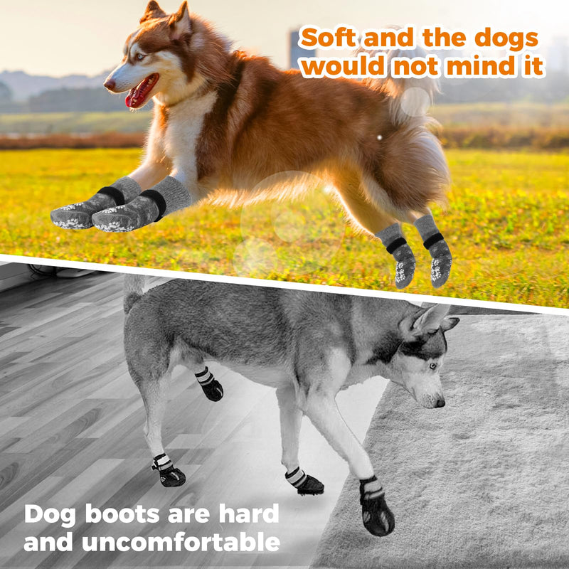 Anti-Slip Dog Socks Prevent Licking Paws,Dog Socks with Grippers for Senior Dogs Walk on Hardwood Floor,Dog Grippers with Strong Traction,Dog Essentials,Grey 2 Pairs,M M - PawsPlanet Australia