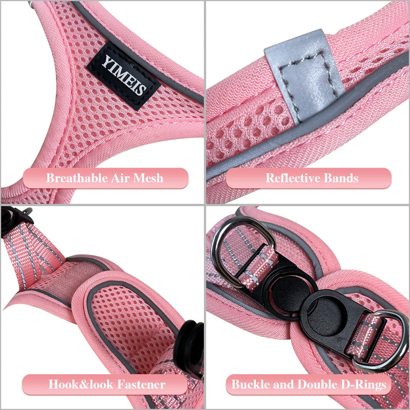 YIMEIS Dog Harness and Leash Set, No Pull Soft Mesh Pet Harness, Reflective Adjustable Puppy Vest for Small Medium Large Dogs, Cats (Pink, X-Small (Pack of 1) Pink X-Small (Pack of 1) - PawsPlanet Australia