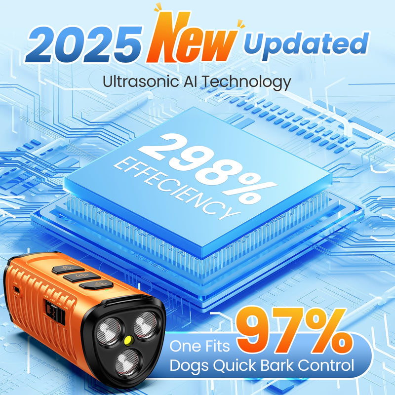Dog Bark Deterrent Device 3X Anti Barking Device for Dogs, 5 Modes Stop Neighbors Dog Barks No More Safe for All Dogs 50FT Bark Control Indoor Outdoor with Flashlight,Dog Training Device Orange - PawsPlanet Australia