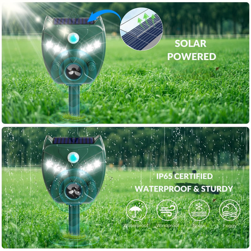 Solar Ultrasonic Animal Repellent Outdoor - NAVISOVL - Cat, Squirrel, Deer Repeller, Motion Sensor&Flashing Light, Repel Dogs,Boar,Deer,Fox,Raccoon,Skunk,Rabbit,Bird Deterrent for Yard&Farmland 1 - PawsPlanet Australia