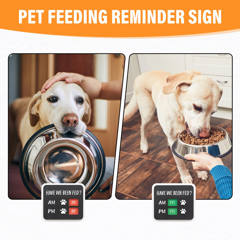 Dog Feeding Reminder Sign with Magnet, Pet Feed Tracker with Have We Been Fed, Acrylic Dog Paw Slider Sign for Fridge, AM PM Feed Sign with Yes No Option, Black with 2 Stickers, 4.7" x 3.9" - PawsPlanet Australia