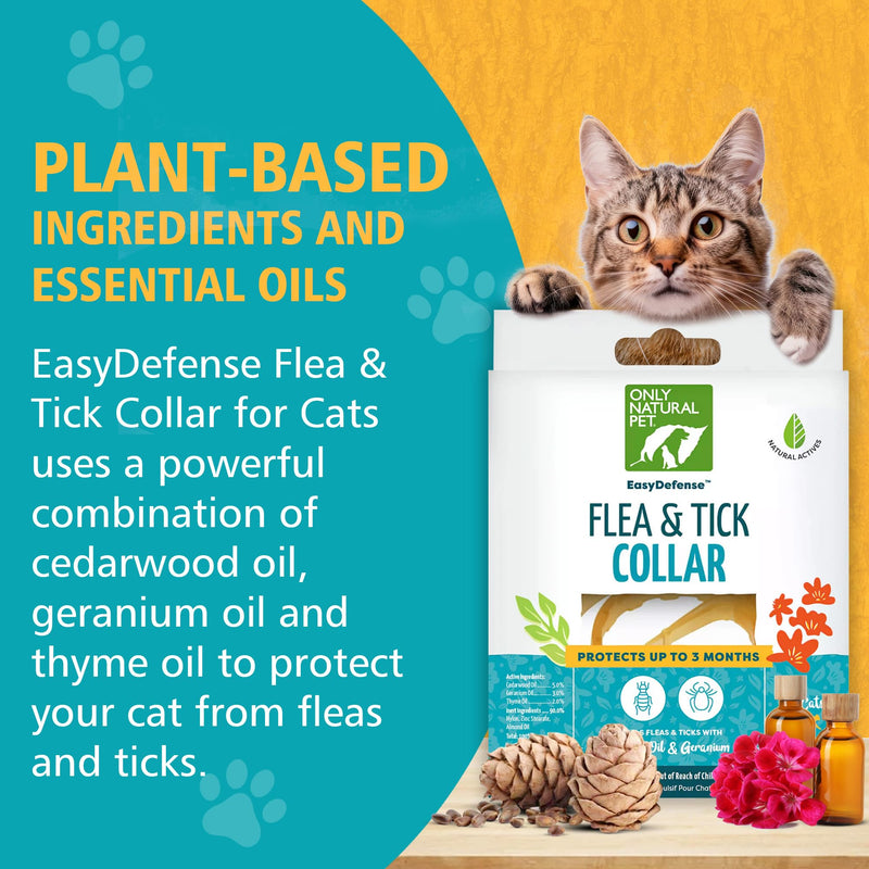Only Natural Pet EasyDefense Non-Toxic Flea & Tick Cat Collar. Single Collar Protects for 3 Months(Pack of 3) 3 Pack