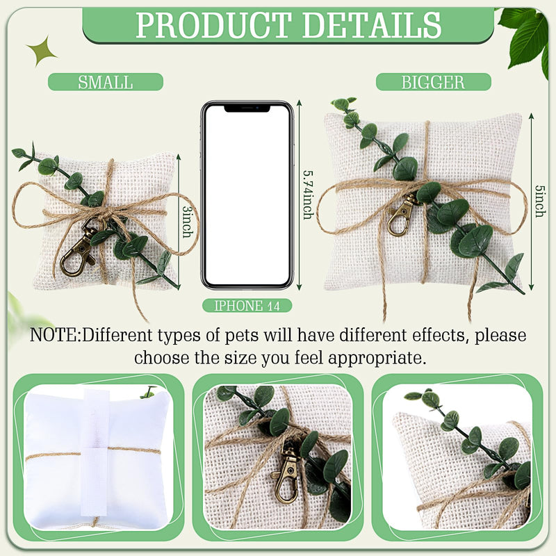 3" x 3" Dog Ring Bearer Wedding Ring Pillow with Ring Clasp Off Burlap White Wedding Ring Pillow with Greenery Pet Accessory 3" x 3" - PawsPlanet Australia