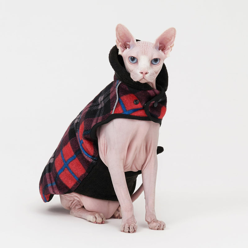 Sphynx Cat Windproof Turtleneck Jacket, Cat Puppy Warm Fleece Hoodie Fall and Winter,Easy to Wear Cat Coat with Velcro,Neck and Chest Adjustable Sweater (XL (8-11lbs)) XL (8-11lbs) - PawsPlanet Australia