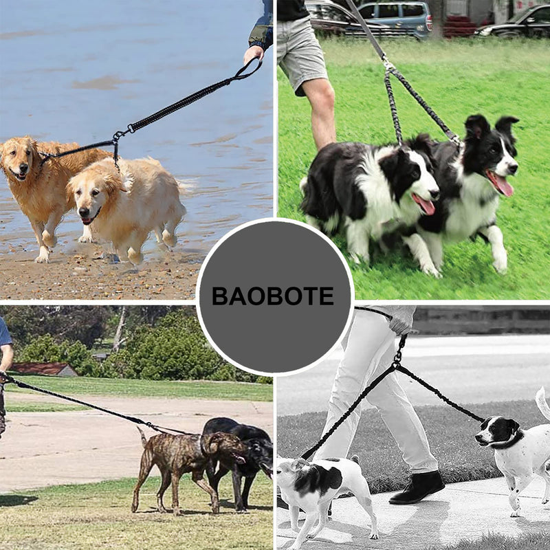Pet Double Dog Leash, Comfortable Shock Absorbing Reflective Bungee Lead Walk 2 Dogs with Ease, 360° Swivel No Tangle Double Dog Walking &Training Leash, Dual Dog Leash Accessory (Pink) Pink - PawsPlanet Australia
