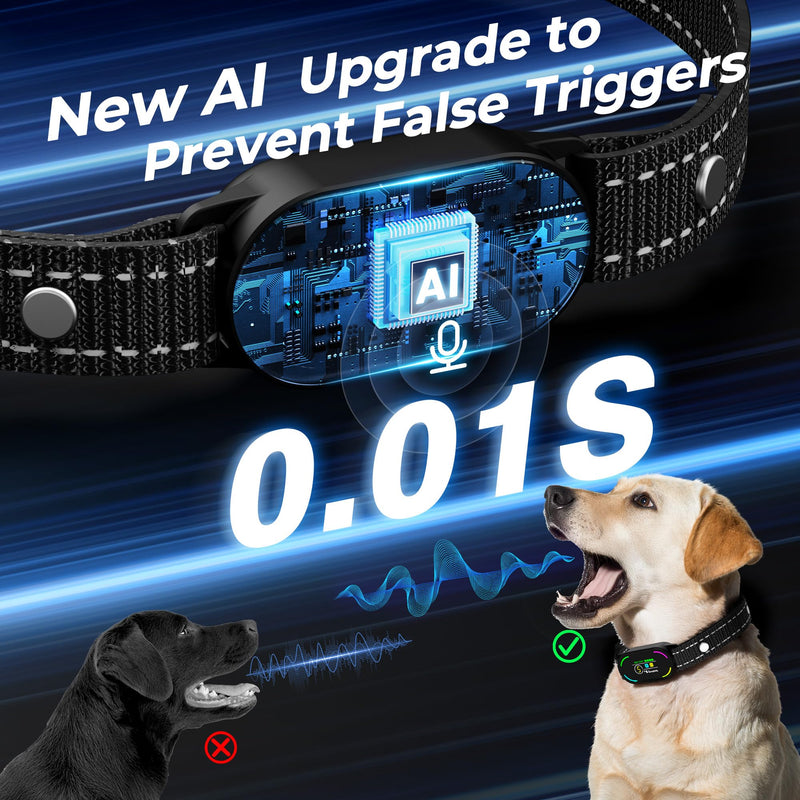 Dog Bark Collar, Rechargeable Smart Collar, with 4 Adjustable Modes Beep Vibration and 5 Adjustable Sensitivities, Bark Collar for Large Medium Small Dogs (Black) Black - PawsPlanet Australia