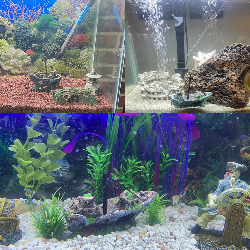 Fish Tank Decorations, Resin Shipwreck Aquarium Decor for Tank, Sunken Ship Aquarium Decorations Large, Betta Fish Tank Accessories, Wrecked Ship Fish Hideout Freshwater Saltwater Tanks - PawsPlanet Australia