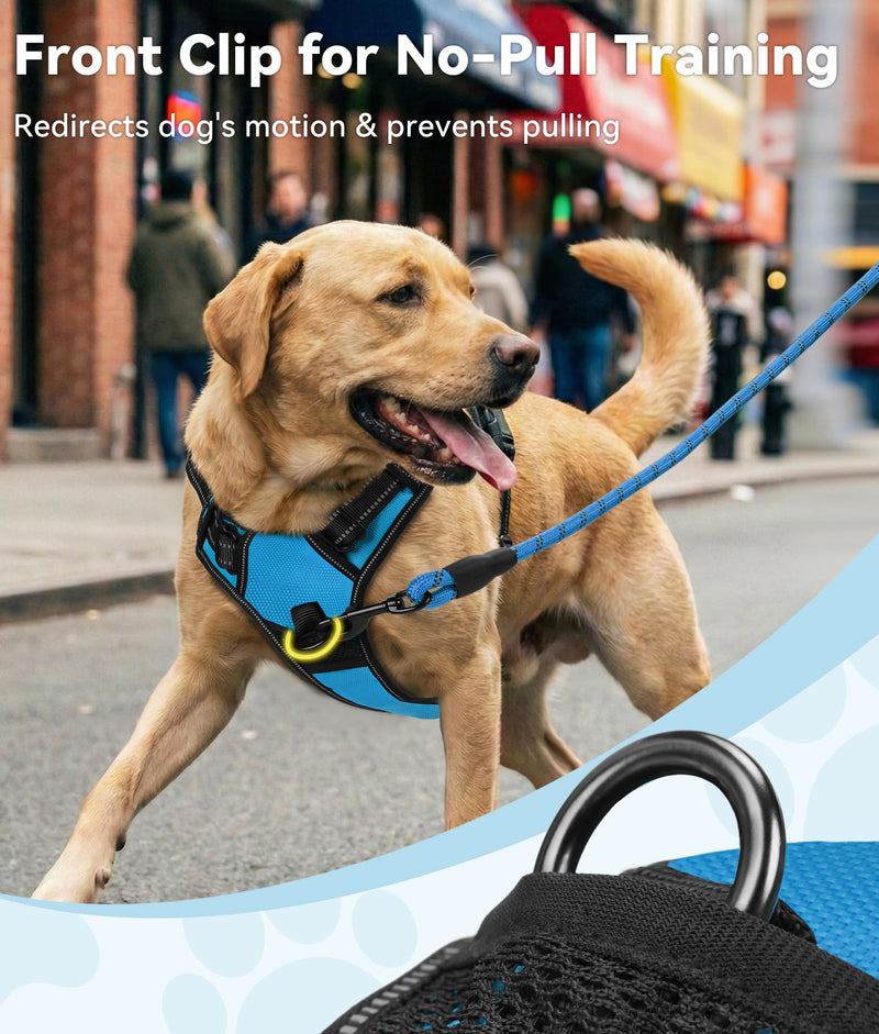 Joytale No Pull Dog Harness for Large Dogs, Reflective Pet Vest with Front Clip, Adjustable Soft Padded Harnesses with Easy Control Handle for Training and Walking, Sky Blue, L SkyBlue - PawsPlanet Australia