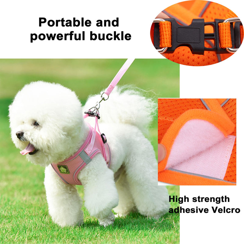 Soft Small Dog Harness and Leash Set Step in Air Mesh Puppy Harness Leash Reflective Adjustable Puppy Vest for Small Dogs Cats. (Black, XS) Black - PawsPlanet Australia