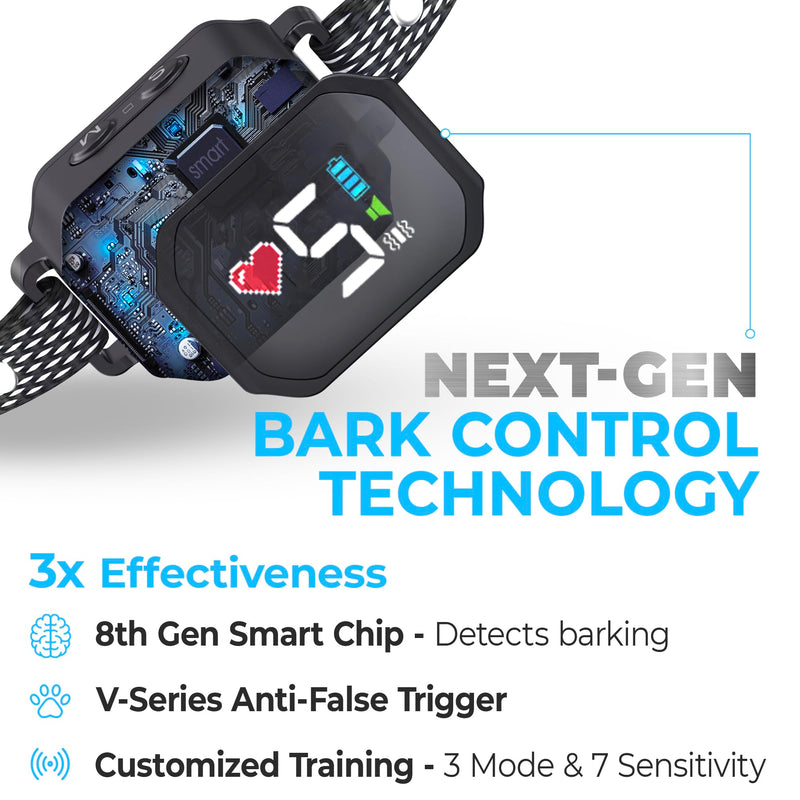 Bark Collar for Small Dogs 5-15lbs - No Shock Small Dog Bark Collar - Rechargeable Smart Anti Barking Collar with Beep Vibration Mode - Waterproof Anti Bark Collar with 7 Sensitivity Levels Black/Red Heart - PawsPlanet Australia