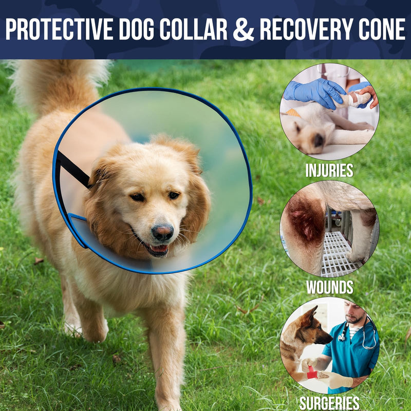 OneTigris Depth Adjustable Soft Dog Cone Collar for Medium Large Dogs After Surgery, Recovery for Small Dogs, Lightweight Elizabethan Collar for Dog to Stop Licking (Blue, XL) Blue