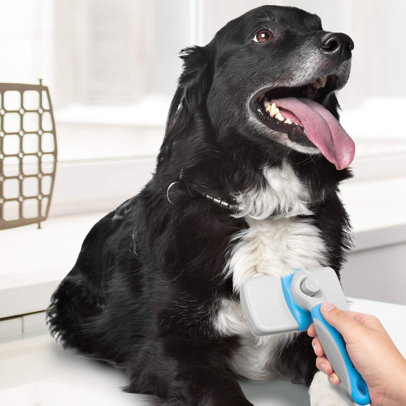 Self Cleaning Slicker Brush and Dual Length Pet Comb For Cats and Dogs - PawsPlanet Australia