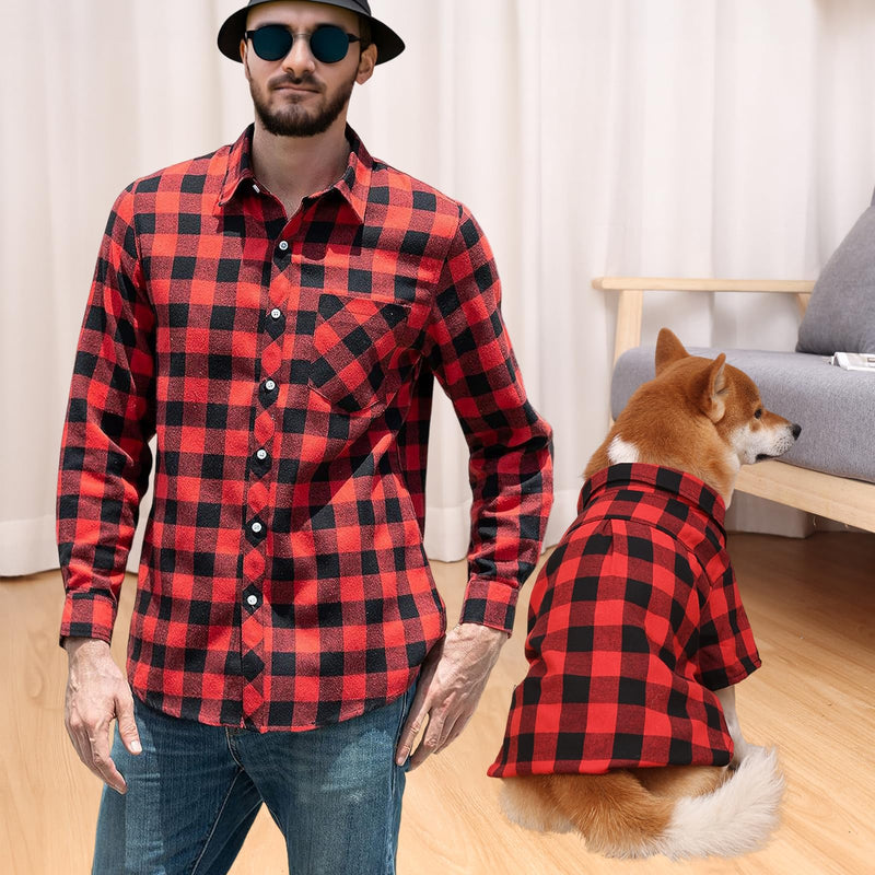 Dog Shirts Plaid Dog Shirt Dog Clothes for Small Medium Large Dogs Owner and Pet Shirts are Sold Separately M-(46.06"Bust)-for Human Red&Black Only for Human - PawsPlanet Australia