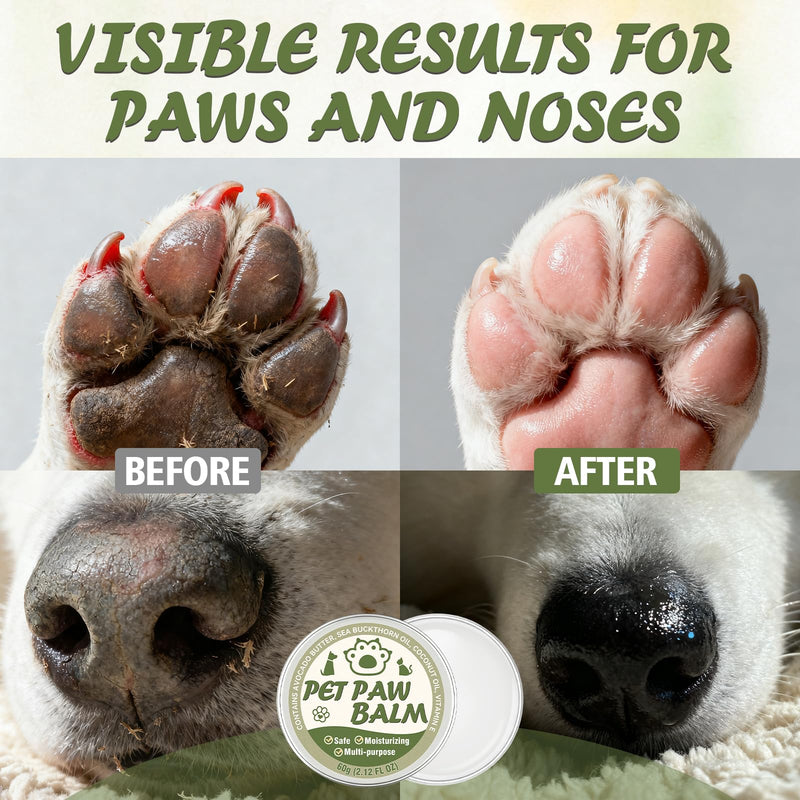 Dog Paw Balm, Paw Moisturizer for Dogs and Cats, Contains Coconut Oil, Nourishing and Moisturizing, Suitable for Dry, Cracked Paws and Noses, 60g - PawsPlanet Australia
