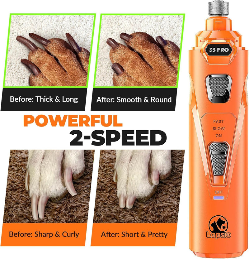 Dog Nail Grinder with 2 LED Lights Powerful 2 Speeds Super Quiet Dog Nail Trimmers with 3 Grinding Wheels Rechargeable Pet Dog Nail Clippers for Large Medium Puppy Dogs Dog Nail File Cat Nail Clipper 🟧🟧🟧Whisper Quiet-Orange🟧🟧🟧 - PawsPlanet Australia