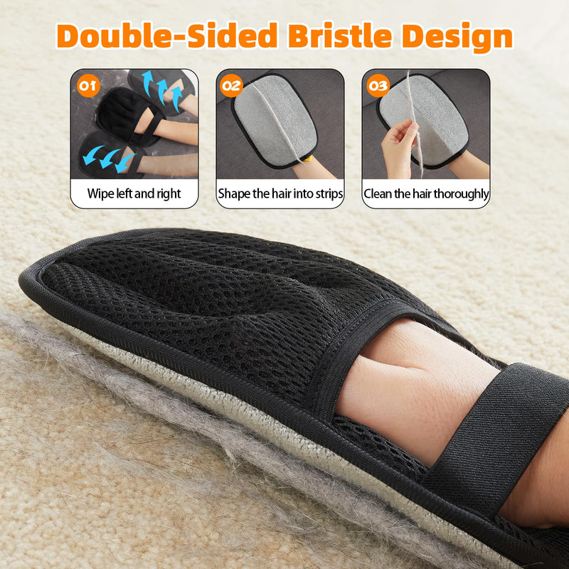 1PC Electrostatic Hair Remover for Dogs and Cats, 2025 Upgraded Five-Finger Reusable and Washable Pet Hair Removal Tool, Pet Hair Gloves for Laundry, Couch, Carpet, Car Seat and Bed Black - PawsPlanet Australia