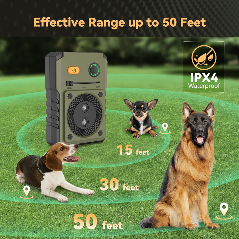 Anti Bark Device for Dogs, Rechargeable Dog Barking Deterrent Devices with 3 Modes, 50FT Anti Dog Barking Device Stop Dogs Barking, Anti Bark Box for Indoors Outdoors Puppy Large Dogs, Green - PawsPlanet Australia