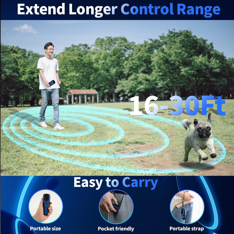 Dog Bark Deterrent Device, Anti Barking Device for Dogs 3X Ultrasonic to Correct Own or Neighbors Dog's Bad Behavior| 25ft Range, 5 Adjustable Modes Dog Training Device, Blue - PawsPlanet Australia