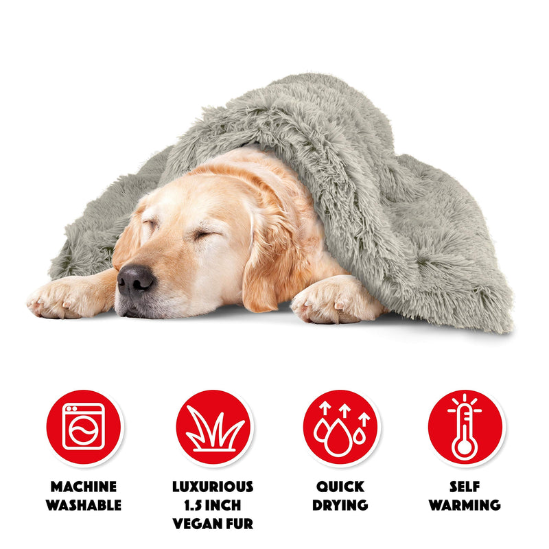 The Dog’s Blanket – Faux Fur Dog Blanket, Silver Grey, XL, 38x54 Silver Grey Fur XL Blanket (38x54") - PawsPlanet Australia