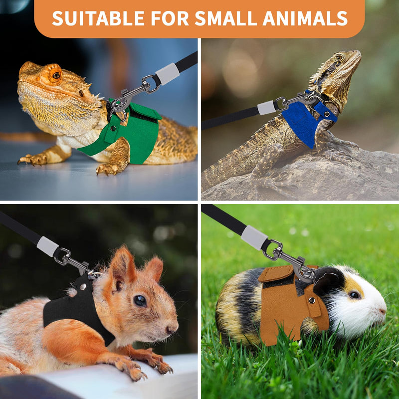 3 Pack Bearded Dragon Leash and Harness Set, Retractable 9.8FT Leash with 3 Sizes Adjustable Soft Harness for Reptile Small Animals Outdoor, Cute Lizard Vest Clothes for Reptile Lovers -Blue Blue - PawsPlanet Australia