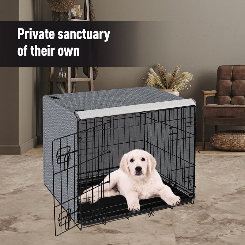 Dog Crate Cover for Wire Cages 24 Inch Indoor Breathable Polyester Pet Kennel Cover Machine Wash & Dry Double Door Small (Cover Only) 24 Inch crate cover(24"x18"x19") - PawsPlanet Australia