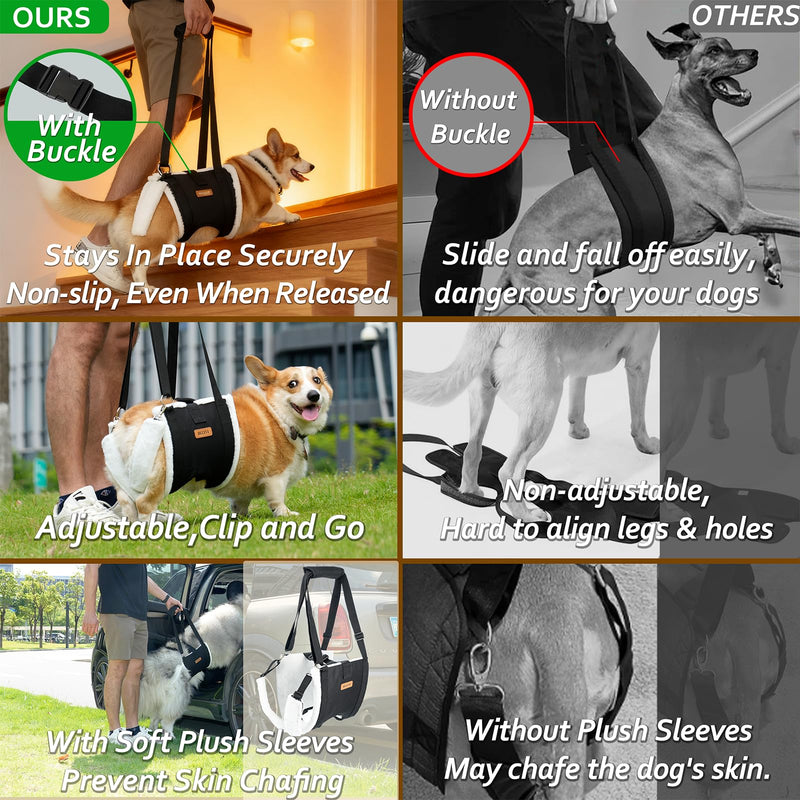 Dog Lift Harness Sling for Large Dogs - Adjustable Rear Leg Support with Padding & No-Slip Back Fixed Buckle, Hip Dysplasia/ACL/TPLO Surgery Recovery Aid, Dog Harness for Injured,Disabled/Senior Dogs L - PawsPlanet Australia