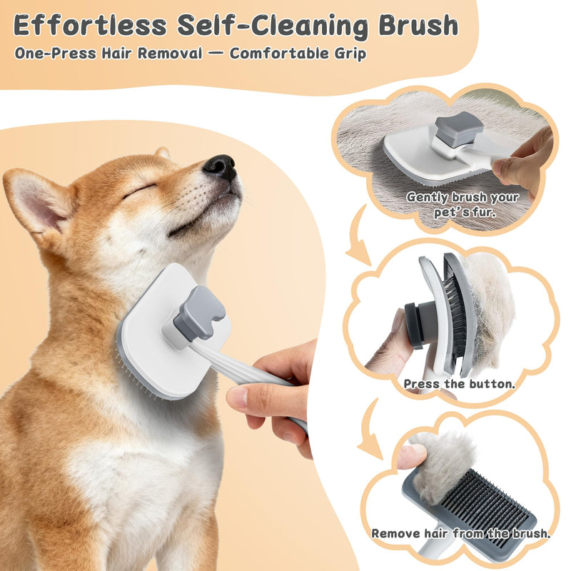 3-Piece Dogs & Cats brush for shedding - Self Cleaning Slicker Brush, Dematting Comb & Nail Clipper - Professional 3-in-1 Grooming Set for Shedding, Mats & Tangles - Easy At-Home Pet Care Tools - PawsPlanet Australia