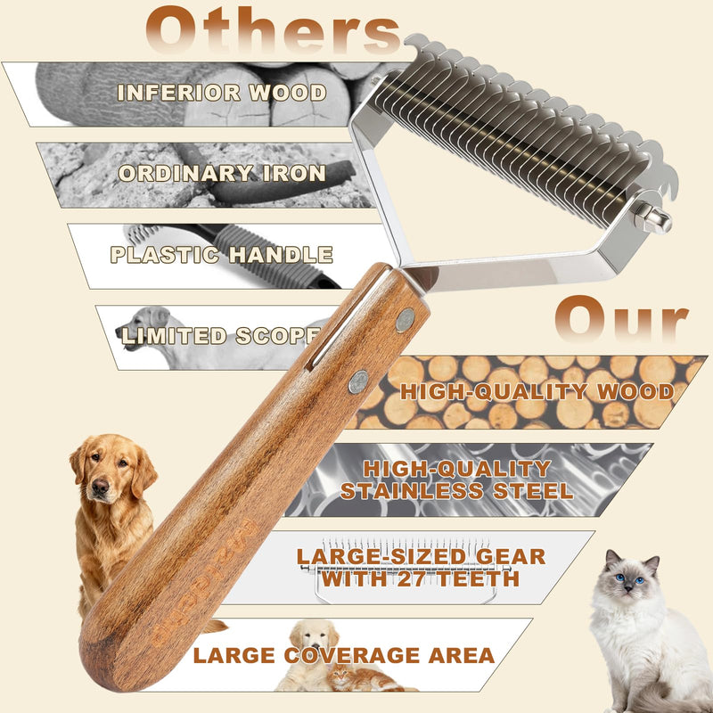 Extra Large 2-Sided Pet Hair Removal Comb | High Efficiency Cat Brush& Dog Grooming Tool | Undercoat Rake & Dematting Comb for Long Haired Dogs & Indoor Cats | Slicker Brush for Shedding & Carpet Rake X-Large - PawsPlanet Australia