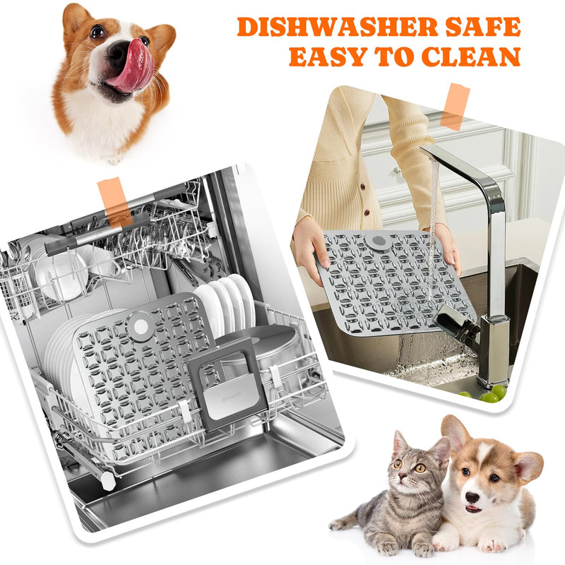 Stainless Steel Large Lick Mat: Dog Lick Mats for Large Dogs, Cat Licking Pads for Crate Boredom & Anxiety Reduce, Slow Feeding, Cat Slow Feeder Mat with a Spatula, Scrubbing Brush, Blue - PawsPlanet Australia