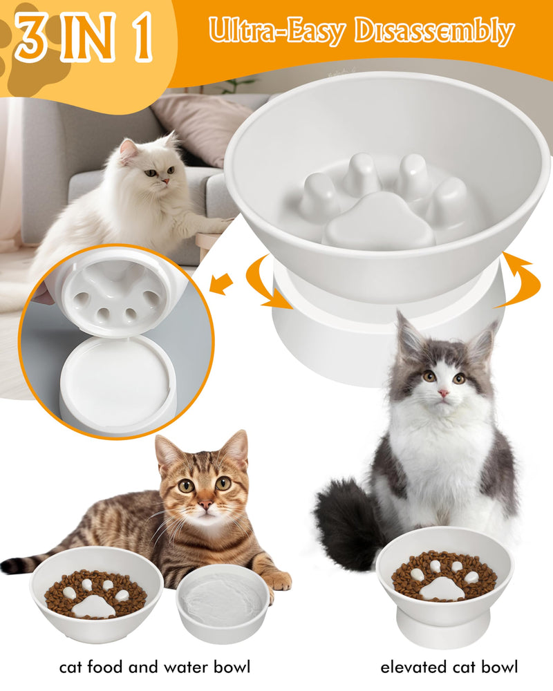 Slow Feeder Cat Bowls, Elevated Cat Bowl 2 in 1 Detachable Prevents Cats Overeating, Elevated Slow Feeder Cat Bowls Protect Cervical Spine for Cats 5.5'', Bamboo Fibers BPA-Free 5.5in - PawsPlanet Australia