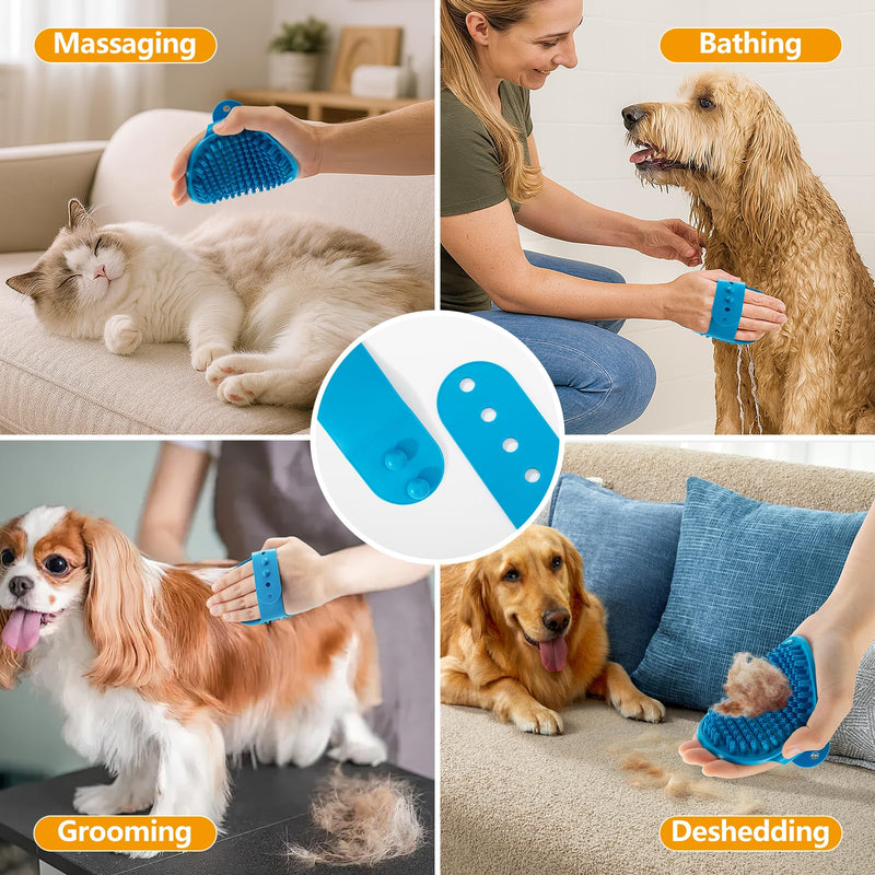 6PCS Dog Bath Brush Set, Dogs Scrubber for Short and Long Haired Dogs, Dog Shampoo Brush for Shedding, Bathing, Massaging and Grooming - PawsPlanet Australia