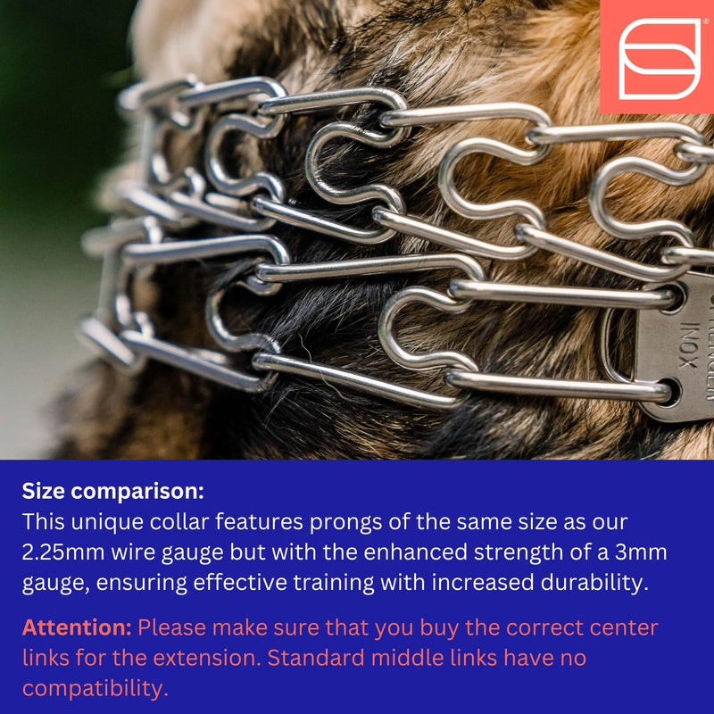 Herm. Sprenger Ultra-Plus Prong Dog Training Collar, Anti Pull Training Pinch Collar, (Stainless Steel, 3.0 mm Short Links x 18" Neck Size; 19-20" Chain Length) - Toggle Version Stainless Steel
