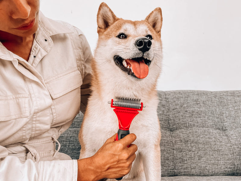 Tuff Pupper Dual Sided Dematting Comb | Convenient 12+23 Teeth Easily Removes Loose Fur Undercoat, Matting and Tangled Hair | Safe Comfortable Grooming Tool for Medium and Long Haired Cats Dogs Brush - PawsPlanet Australia