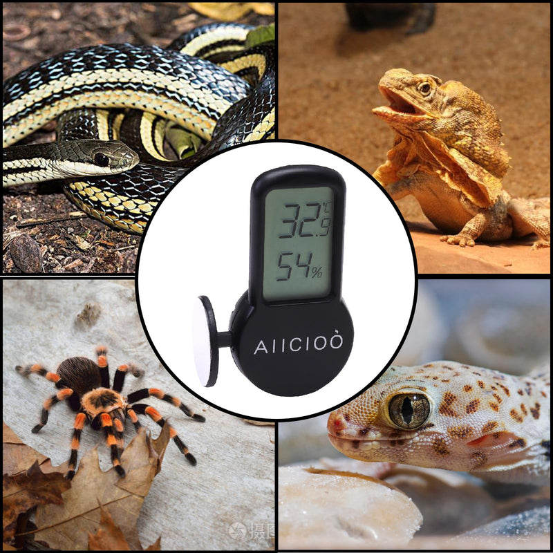 Aiicioo Reptile Thermometer and Humidity Gauge for Reptile Heat Pad- Digital Terrarium Thermometer Hygrometer for Reptile Tank Temperature Gauge for Turtle Tortoise Lizard Snake Frog Tank Accessories Single