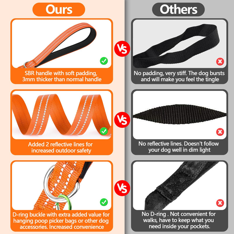 X XBEN Long Line Dog Lead, 35M/49FT Reflective and Lightweight Recall Training Lead for Dogs with Soft Padded Handle and Heavy Duty Hook, Strong Extra Long Dog Lead Leash for Large Small Puppy Dog 35M/115FT Orange